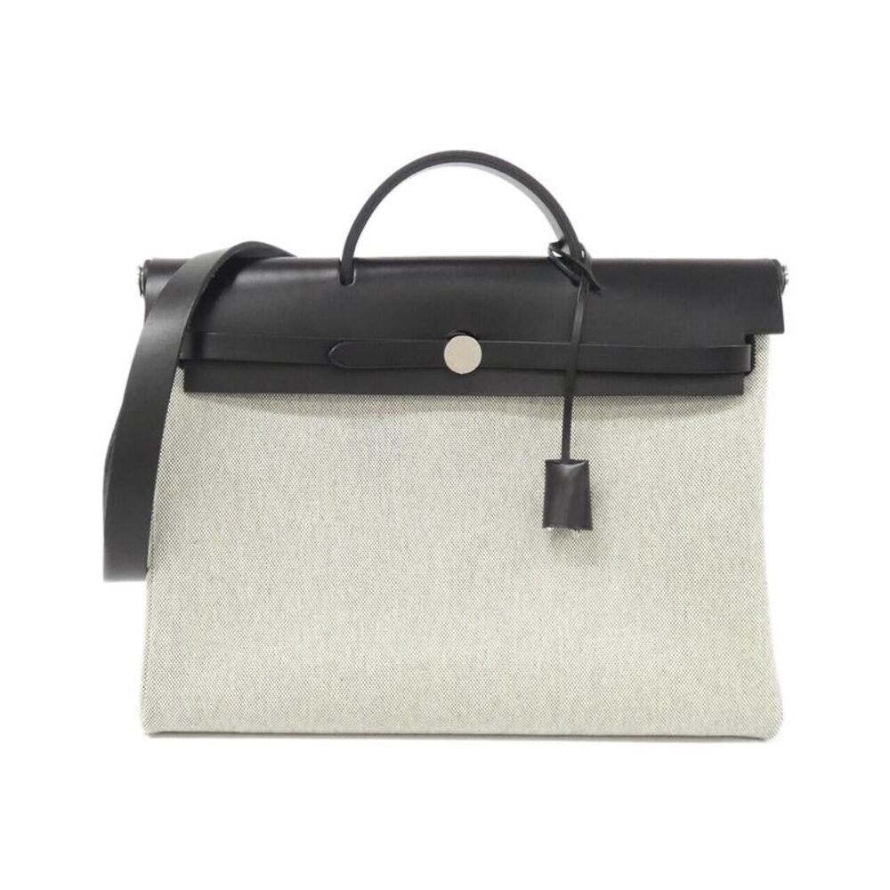 Hermes Herbag Zip Toile Ash Vache Hunter Shoulder Bag - Picture 1 of 10